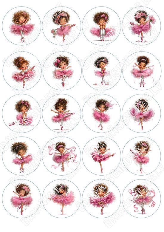 Cukura papīrs ar apdruku "Ballerina girl", 5 cm