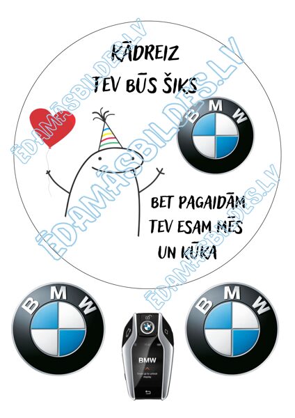 Cukura papīrs ar apdruku "Kādreiz....BMW"