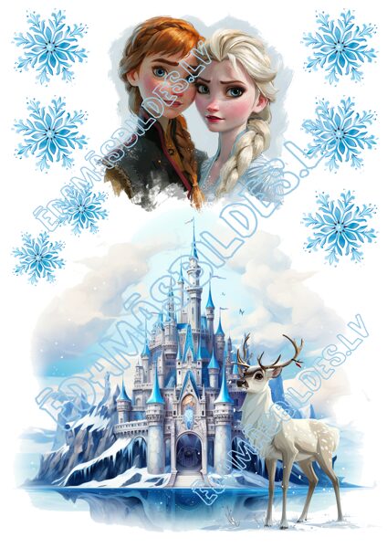 Cukura papīrs ar apdruku " Elsa un Anna"