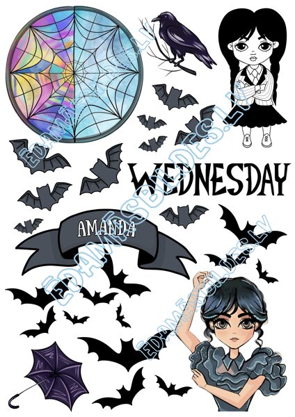 Cukura papīrs ar apdruku "Wednesday" 