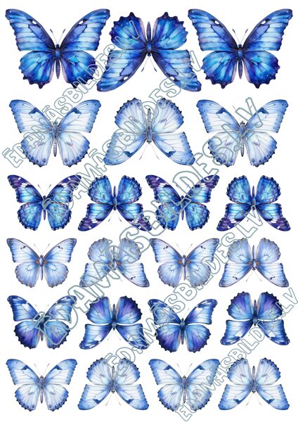 Cukura papīrs ar apdruku "Butterfly" blue