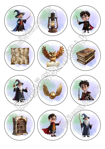 Cukura papīrs ar apdruku "Harijs Poters", aplīši 6 cm