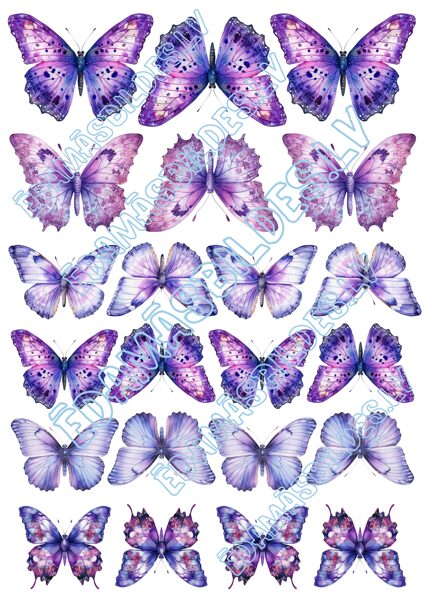 Cukura papīrs ar apdruku "Butterfly" violet