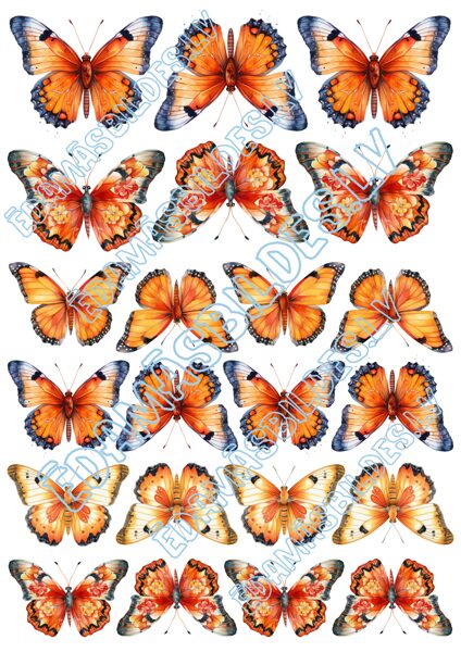 Cukura papīrs ar apdruku "Butterfly" orange