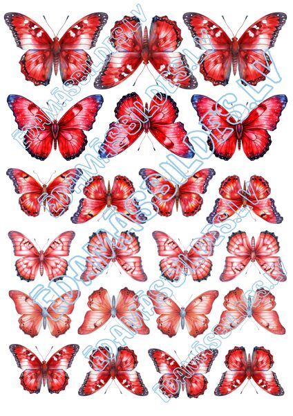 Cukura papīrs ar apdruku "Butterfly" red