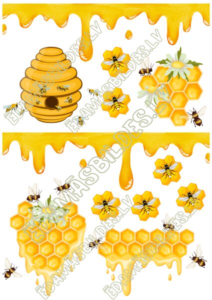 Cukura papīrs ar apdruku "Medus kūka"