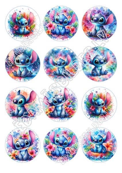 Cukura papīrs ar apdruku "Stičs", aplīši 6 cm