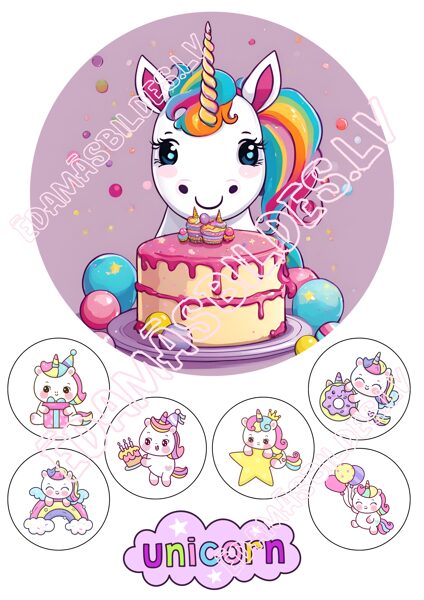 Cukura papīrs ar apdruku " Vienradzis 2"