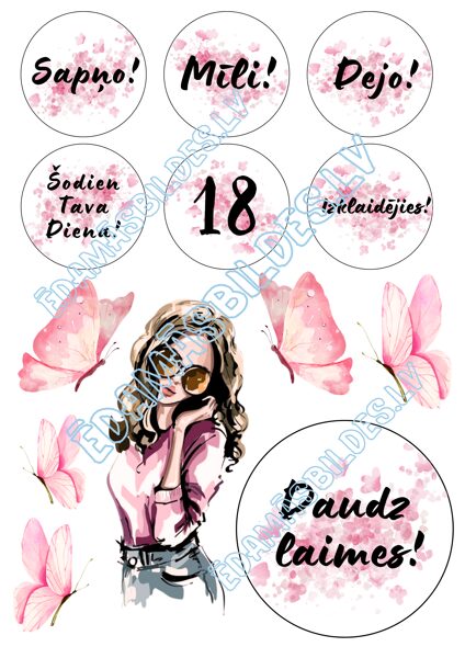 Cukura papīrs ar apdruku "Saldie 18"