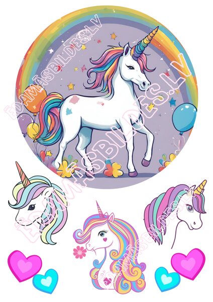 Cukura papīrs ar apdruku " Vienradzis 3"