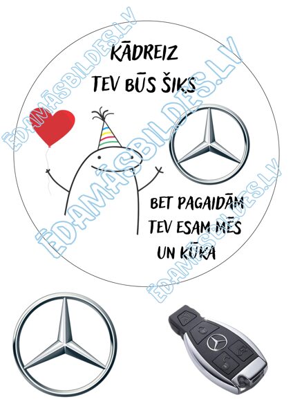 Cukura papīrs ar apdruku "Kādreiz....Mercedes"