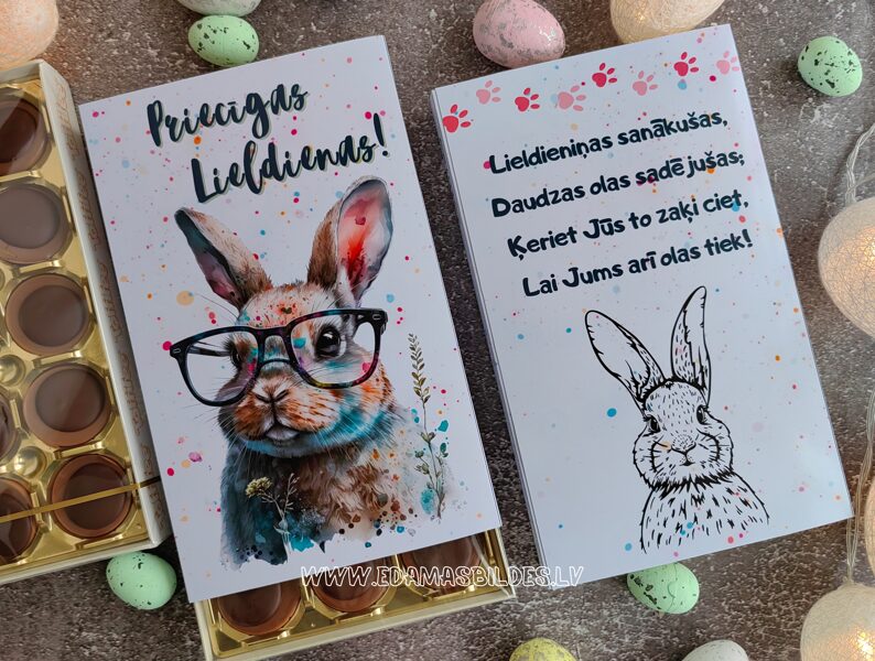 Konfektes kastītē " Stilīgs Lieldienu zaķis "