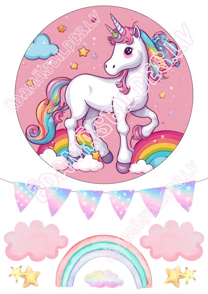 Cukura papīrs ar apdruku " Vienradža kūka"