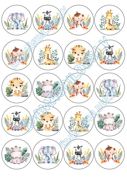 Cukura papīrs ar apdruku "Safari",5 cm