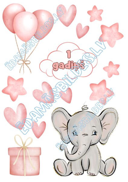 Cukura papīrs ar apdruku " 1 gadiņš", meiteņu