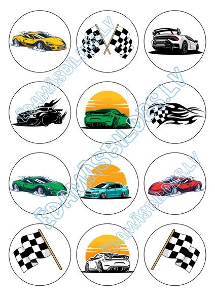 Cukura papīrs ar apdruku "Autosports 6 cm"