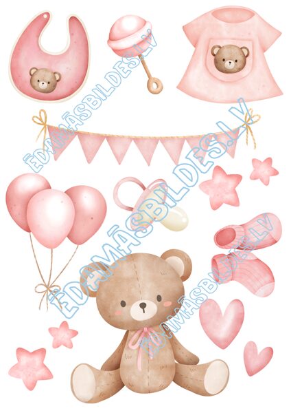 Cukura papīrs ar apdruku "Lācis", meiteņu