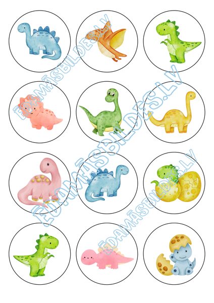 Cukura papīrs ar apdruku "Dino 6 cm"