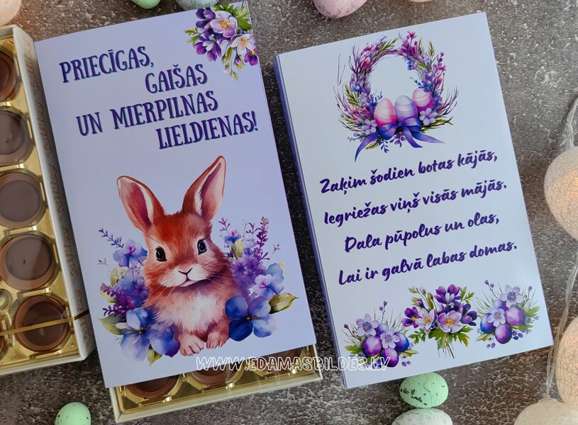 Konfektes kastītē " Priecīgas un gaišas Lieldienas! "