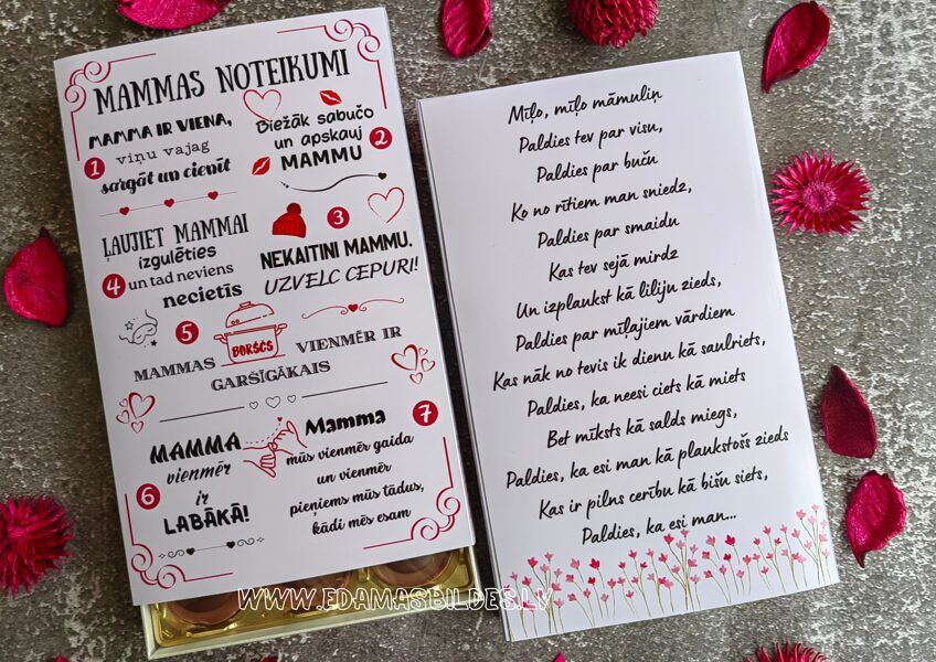 Konfektes kastītē "Mammas noteikumi"