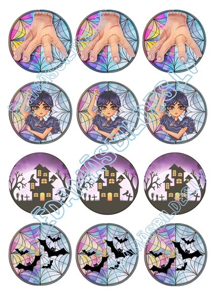 Cukura papīrs ar apdruku "Wednesday", 6 cm