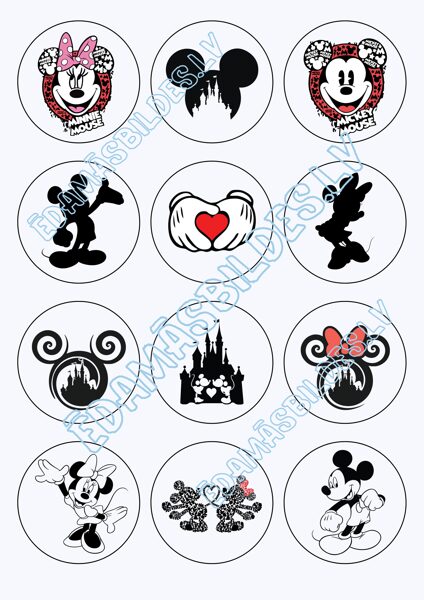 Cukura papīrs ar apdruku "Mickey",aplīši 6 cm