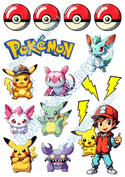 Cukura papīrs ar apdruku "Pokemoni"