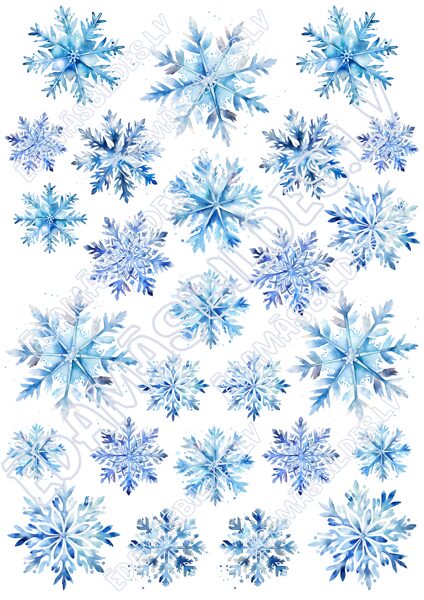 Cukura papīrs ar apdruku " Sniegpārslas"